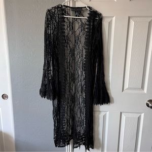 Polly and Esther Long Lace Bell Sleeved Duster